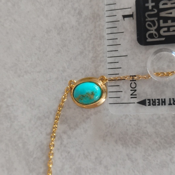 Genuine Turquoise On Gold Over Sterling Silver Necklace - Picture 10 of 11